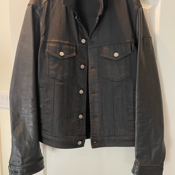 Beckham Belstaff Jacket,  black, leather and cotton.  Size 50 (men).  $995 new. - Picture 6 of 6